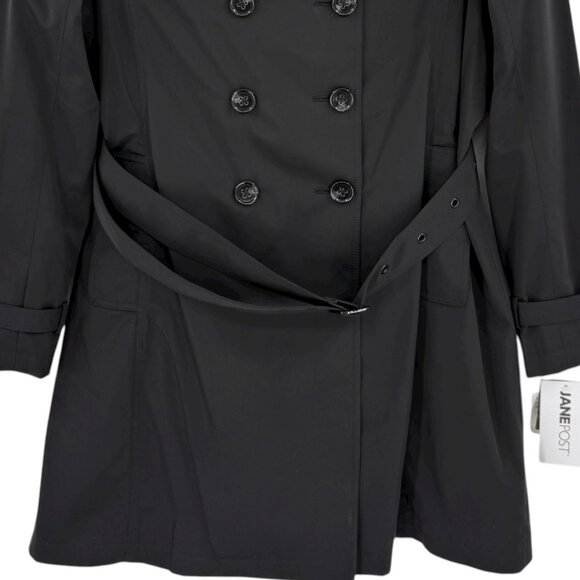 Jane Post Women's Black Downtown Trench Coat Size L With Zip-out Liner NWT $495 - Picture 14 of 15